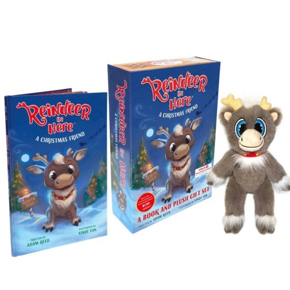 NWT reindeer in here: a Christmas friend gift set book, reindeer plush, book - Picture 2 of 9